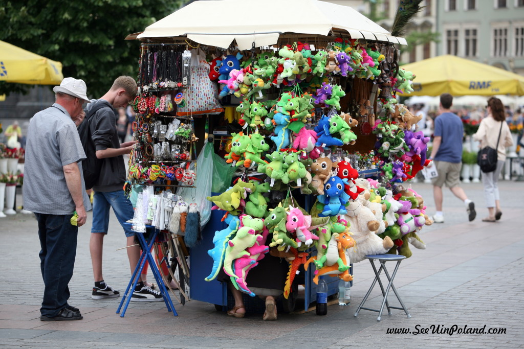 Cracow’s market is a paradise for precious and tasteful souvenirs’ seekers. Sold by the booth with legs.